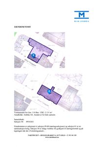 Kart som viser eiendomsgrenser og areal for en eiendom i Oslo.