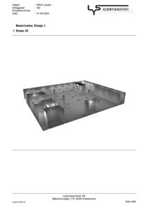 3D-visualisering av etasjeplan (Etasje 3D) som viser romfordeling og veggkonstruksjoner.