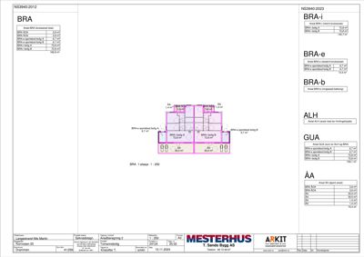 Etasjeplan (1. etasje) med romfordeling og arealoppsett for BRA-i, BRA-e, BRA-b og ALH.