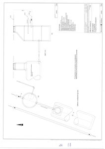 Snittegning av et teknisk anlegg, sannsynligvis et vann- eller avløpssystem, som viser rørledninger og beholdere.