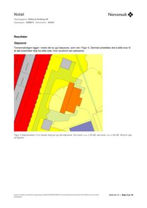 Støysonekart som viser tomtegrenser og støysoneområder i forhold til en bolig.
