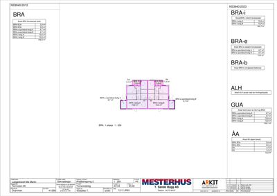 Etasjeplan (1. etasje) med romfordeling og arealoppsett for BRA-i, BRA-e, BRA-b og ALH.