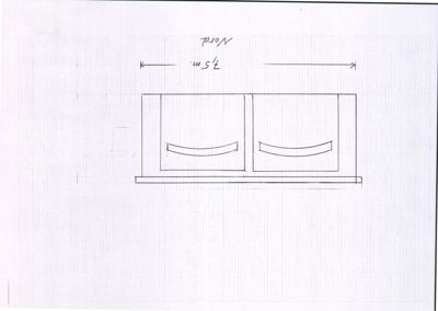 En håndtegnet fasadevisning som viser en dobbeltdør med en markert bredde på 7,5 meter.