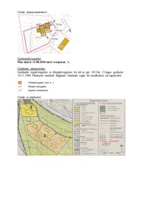 Bildet viser en gjennomføringsplan med to utsnitt av situasjonsplankart og plankartet. Det viser tomtens form, grenser, eksisterende og planlagt bebyggelse, samt reguleringsstatus.