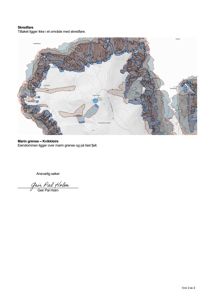 Kart som viser skredfare og marin grense for eiendommen.